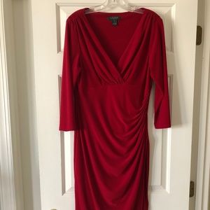 Red 3/4 Length Sleeve Dress